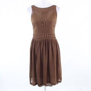 DKNY brown silk A-line dress 6